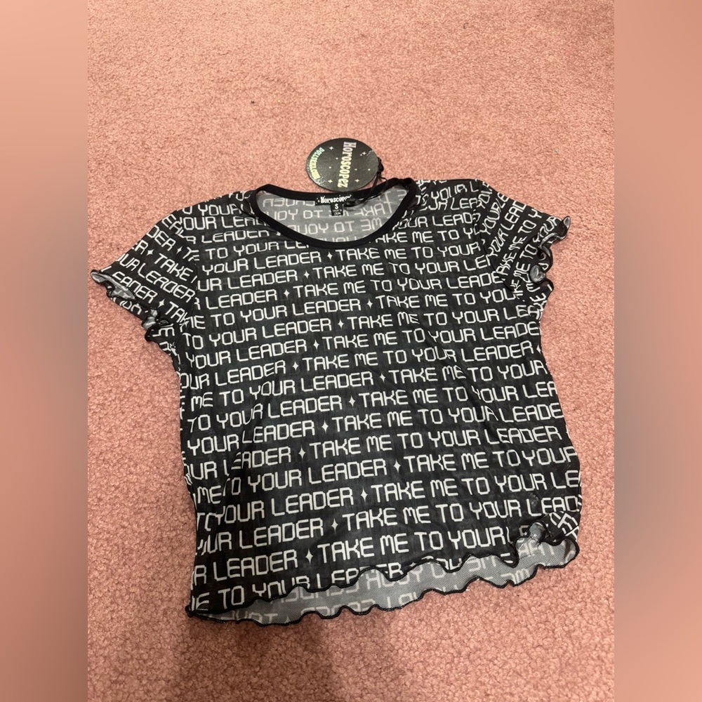 New small black mesh dolls kill alien space top t shirt crop festival rave